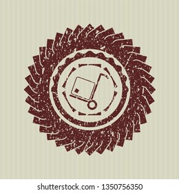 Red cargo icon inside rubber grunge texture stamp