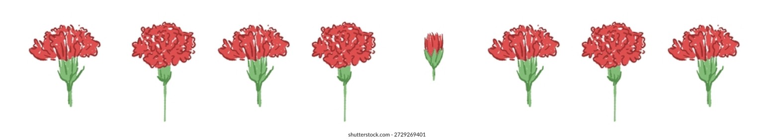 Rote Nelke Blume Rand Linie Vektor
