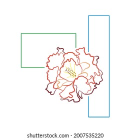 Flor y marco de clavel rojo. Resumen de la composición de color completo con clavo. Vector dibujado a mano. Florencia veraniega, adorno natural. Decoración festiva para ilustración, presentación, portada, invitación a la boda.