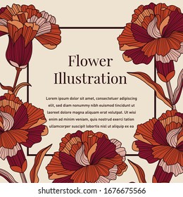 Red Carnation Flower Illustration Design