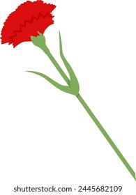 Red carnation on transparent background. Vector illustration for decoration of postcard for May 9th