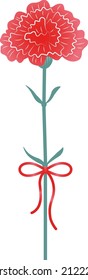 Ilustración vectorial de claveles rojos y cintas.
