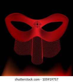 red carnival half-mask