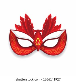 Red Carnival Mask with feather Vector