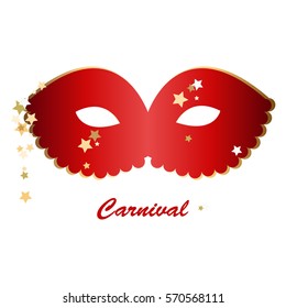 Red carnival mask with sequins. Carnival.