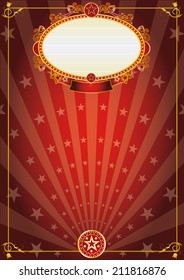 Red carnival. A vintage red background with sunbeams for your advertising