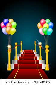 Red Carpet with balloons Vector Illustration