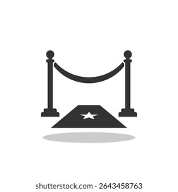 Red carpet with barrier icon shadow