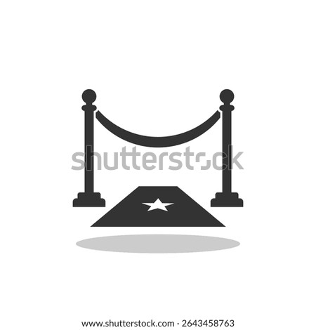 Red carpet with barrier icon shadow