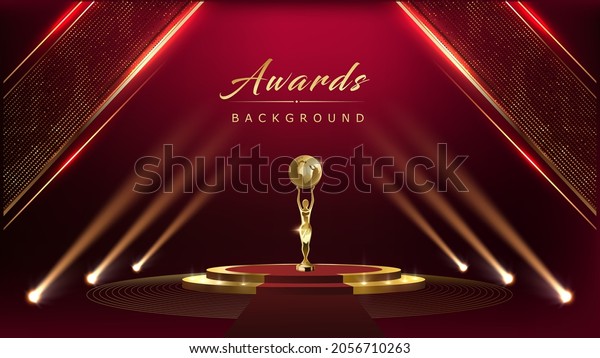 Red Carpet Bollywood Stage Maroon Steps Spot Light Golden Royal Awards Graphics Background Elegant Shine Modern Template Luxury Premium Corporate Abstract Design Template Banner Certificate Dynamic 