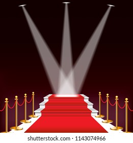 Alfombra roja para las celebridades, concepto de éxito y triunfo, EPS10.