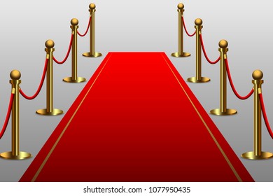 Red carpet for celebrity with rope barrier
