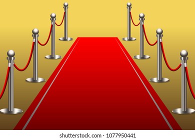 Red carpet for celebrity with rope barrier