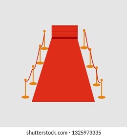 Red carpet, ceremonial vip event with gold barriers, vector,  illustration