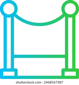 Red carpet cinema icon with blue and green gradient outline style. event, red, carpet, vip, luxury, celebration, show. Vector Illustration