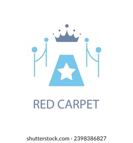Icono de línea de concepto de alfombra roja. Ilustración de elemento simple. Diseño de símbolos de contorno de concepto de alfombra roja.