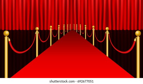 red carpet and curtain graphic vector