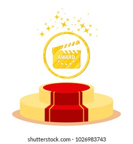 Red carpet and film festival award. Flat vector cartoon Red carpet illustration. Objects isolated on a white background.