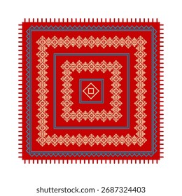 Alfombra roja con patrón de suelo. Ilustración vectorial plana.