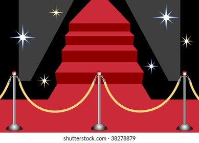 alfombra roja subiendo escaleras