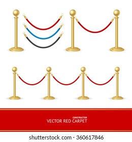 Red Carpet Gold Barrier Constructor. Vector Illustration