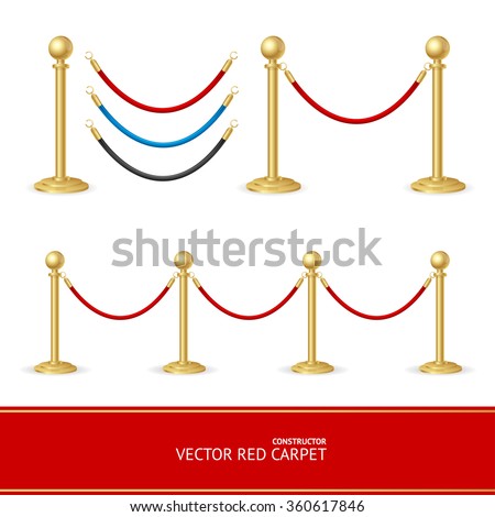 Red Carpet Gold Barrier Constructor. Vector illustration