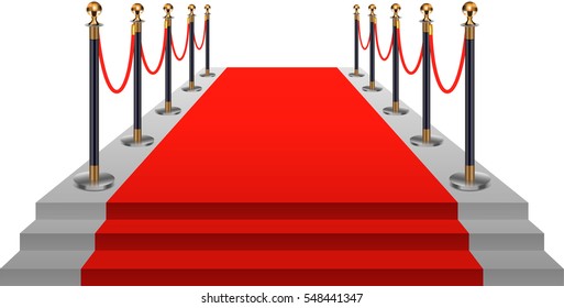 Red carpet with gold stanchions.