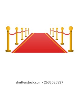 Red Carpet and Golden Barriers of Awards Ceremonies Vector. Red Carpet of Ceremonial Event.