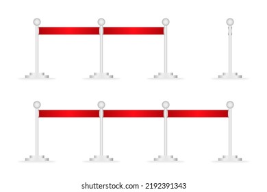 Red carpet and golden barriers. VIP event, luxury celebration. Vector stock illustration.