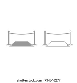 Red carpet grey set icon .