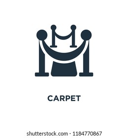 Red Carpet icon. Black filled vector illustration. Red Carpet symbol on white background. Can be used in web and mobile.