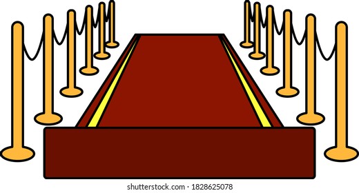 Red Carpet Icon. Editable Outline With Color Fill Design. Vector Illustration.
