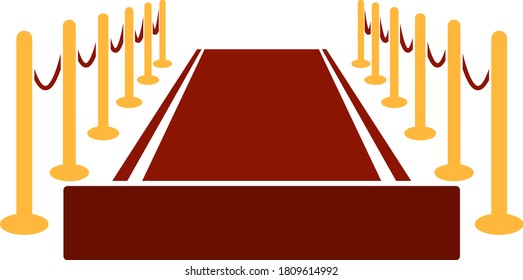 Red Carpet Icon. Flat Color Design. Vector Illustration.