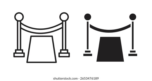 Ícone de tapete vermelho, sinal vetorial de contorno, pictograma de estilo linear e sólido isolado no branco.