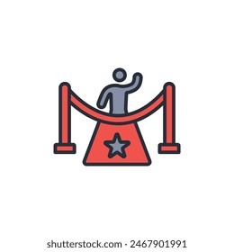 Icono de alfombra roja. Vector.Trazo editable.signo de estilo lineal para el uso Diseño web,logo.Ilustración de símbolo.