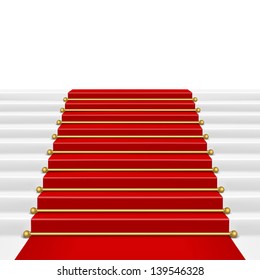Red carpet with ladder. Clipping Mask. Mesh.