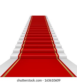 Red carpet with ladder. Clipping Mask. Mesh.