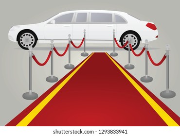 Red carpet and limo. vector illustration