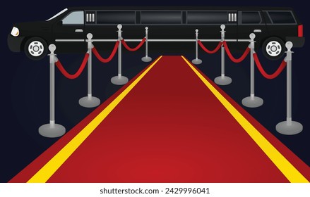 Red carpet and limo. vector illustration