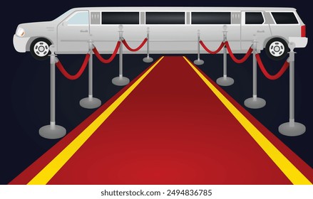 Red carpet and limo. vector illustration