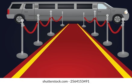 Red carpet and limo. vector illustration