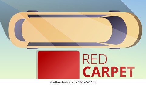 Red carpet limousine concept banner. Cartoon illustration of red carpet limousine vector concept banner for web design