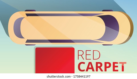 Red carpet limousine concept banner. Cartoon illustration of red carpet limousine vector concept banner for web design