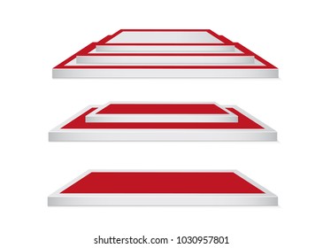 Red carpet on a circular podium.the podium of winners.vector illustration.Stage with for Award Ceremony.