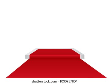 Red carpet on a circular podium.the podium of winners.vector illustration.Stage with for Award Ceremony.