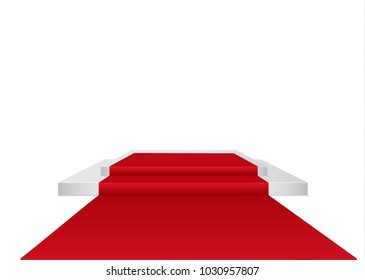Red carpet on a circular podium.the podium of winners.vector illustration.Stage with for Award Ceremony.