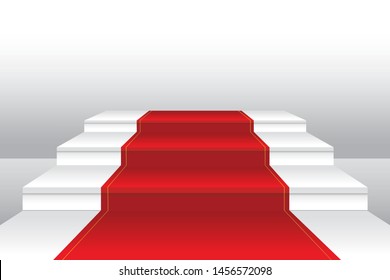 Red Carpet On Staircase 3d Vector Illustration