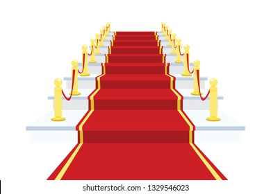 Red Carpet On Staircase Vector Illustration