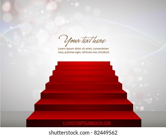 Red carpet on stairs pointing to your text.