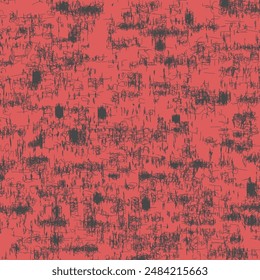 Red carpet with patches of black. Woolen floor rug texture. A patchy background. Seamless pattern. Abstract vector.